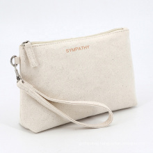 Linen Canvas Calico Beauty Make up Bags Sublimation Blank Canvas Wrist Cosmetic Bag